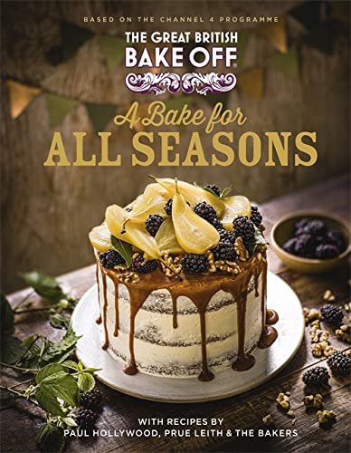 Cookbook cover featuring a decorated cake with fruit and nuts.