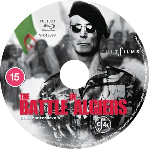 Blu-ray disc for "The Battle of Algiers" featuring a soldier’s portrait.