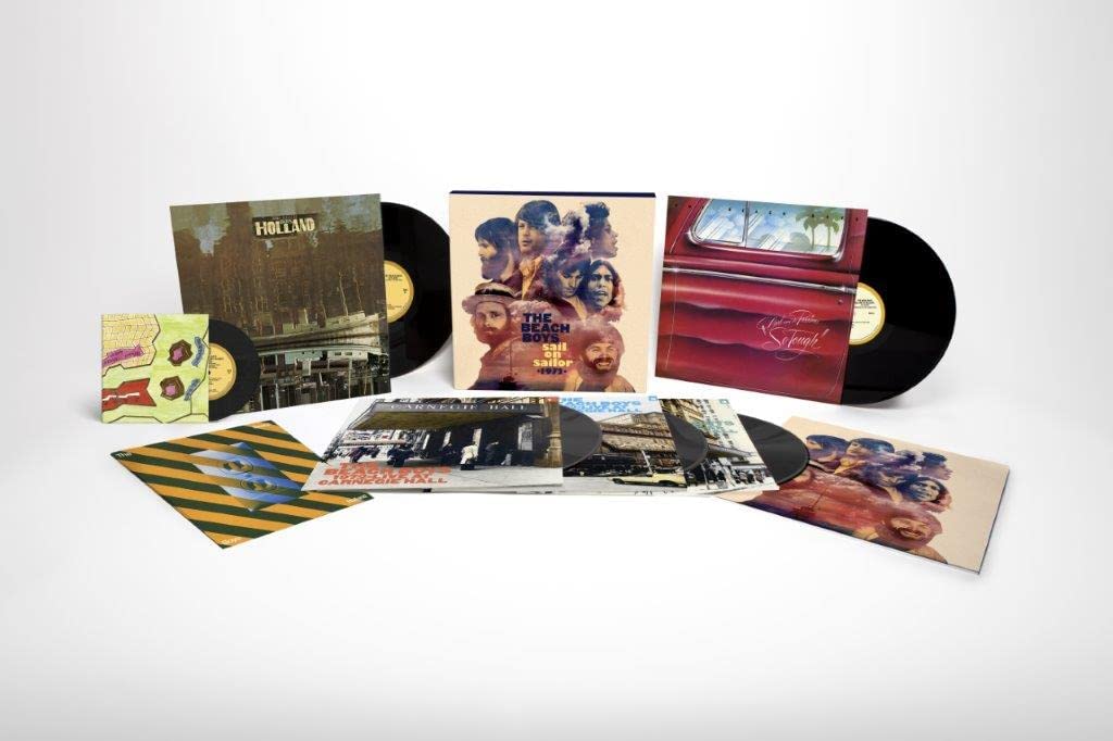 The Beach Boys "Sail On Sailor" vinyl record set with colorful album covers.