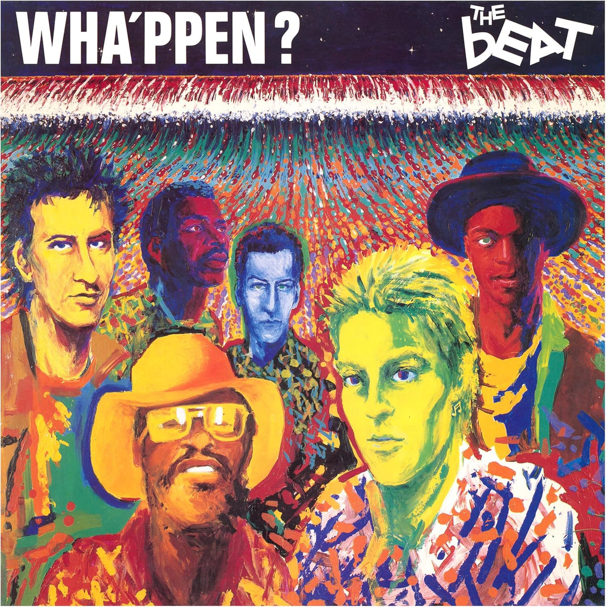 CD cover for The Beat’s “Wha’ppen?” featuring painted portraits of band members.