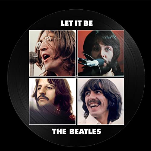 The Beatles’ “Let It Be” vinyl record cover with four portrait panels.