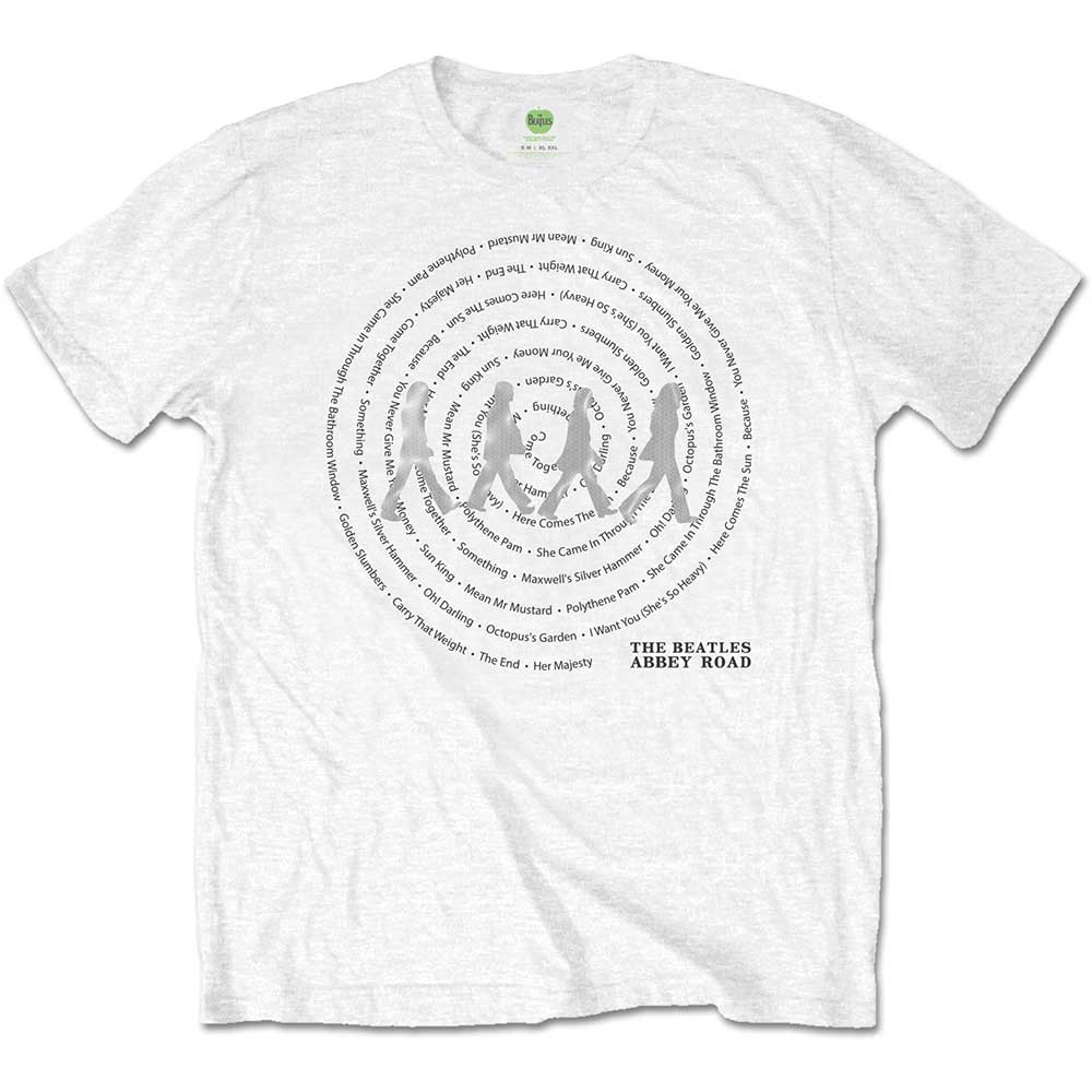 The Beatles Unisex T-Shirt: Abbey Road Songs Swirl Foiled