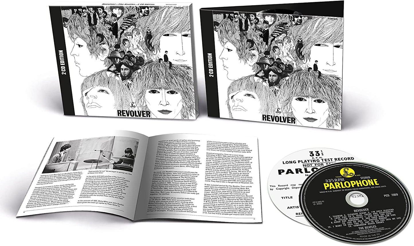 The Beatles" Revolver LTD 2CD edition, open to reveal inner artwork and record label.