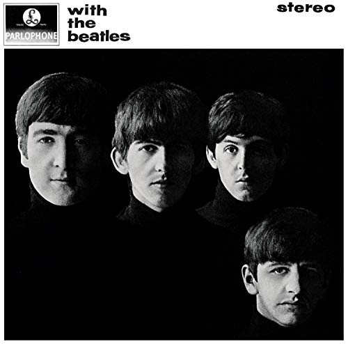 Black and white album cover featuring the four Beatles in shadow against black background.