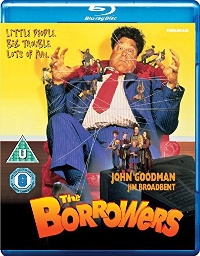 The Borrowers" Blu-ray cover featuring a large man and tiny people.