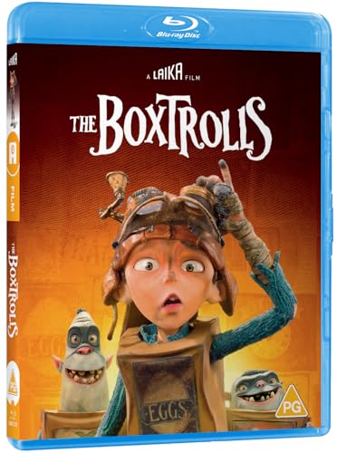 The Boxtrolls" Blu-ray case featuring a boy and small, box-dwelling creatures.