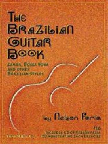Orange cover of “The Brazilian Guitar Book” with a guitar outline.