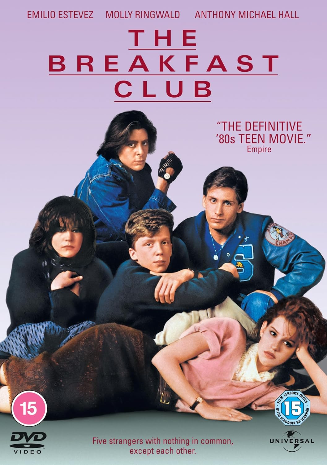 DVD cover for "The Breakfast Club" featuring five young actors.