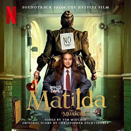 Matilda soundtrack album cover featuring a girl and imposing headmistress.