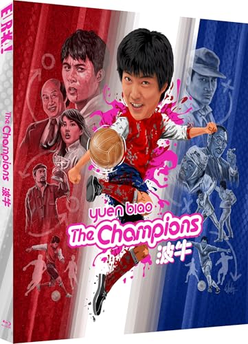 Blu-ray cover for "The Champions" featuring martial artists and soccer imagery.