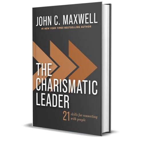 Book cover: "The Charismatic Leader" by John C. Maxwell, dark background.