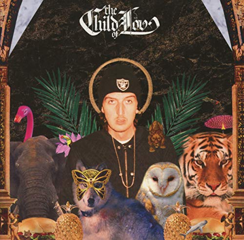 Album cover featuring a man with an elephant, tiger, and owl.