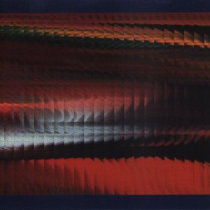 Abstract album cover with blurred, layered red and black stripes.