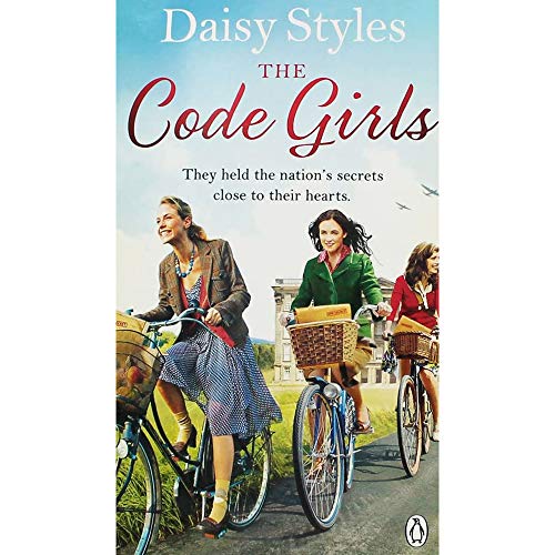 Book cover: three women on bicycles, vintage style, blue sky.