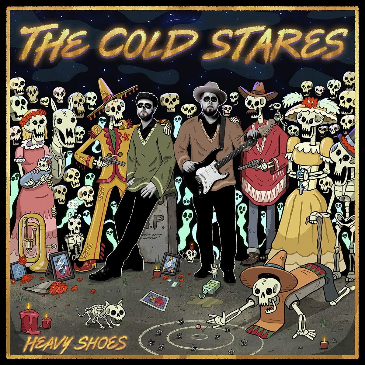 CD cover for The Cold Stares’ “Heavy Shoes” with Día de Muertos imagery.