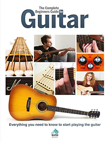 Guitar instruction book cover with images of guitars and players.