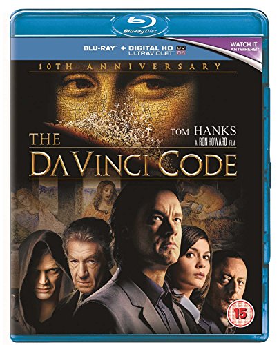 Blue "The Da Vinci Code" Blu-ray case with main characters on the cover.