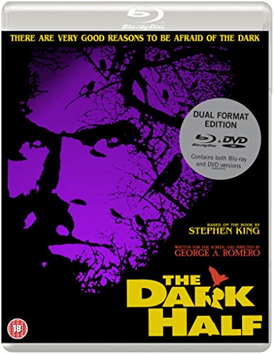 The Dark Half" Blu-ray cover with a purple and black shadowy tree image.