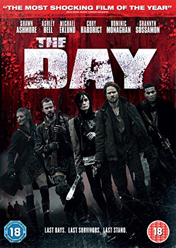 DVD cover for The Day featuring five armed survivors against a distressed red background.