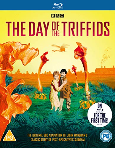 "The Day of the Triffids" Blu-ray cover featuring a couple surrounded by tall plants.