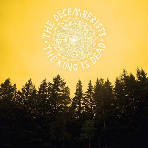 Album cover for The Decemberistsā āThe King Is Deadā with forest silhouette.