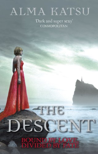Book cover: woman in red dress standing on a cliff overlooking the sea.