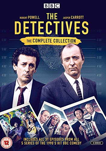 DVD cover for "The Detectives" featuring Robert Powell and Jasper Carrott.