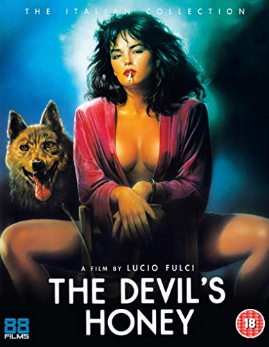 Blu-ray cover art featuring a woman with a cigarette and a wolf-like dog.
