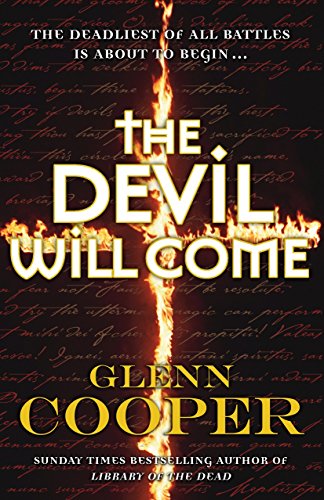 Book cover: "The Devil Will Come" with fiery imagery and text.
