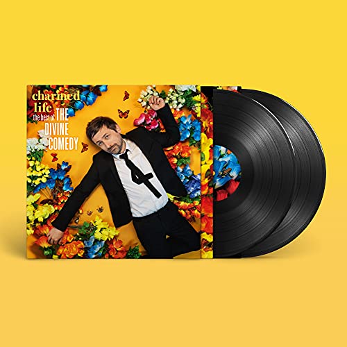 Vinyl record cover featuring a man in a suit surrounded by colorful flowers.