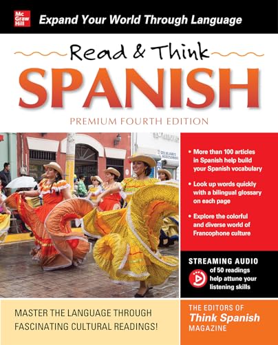 Read & Think Spanish" textbook cover with flamenco dancers and cultural scenes.