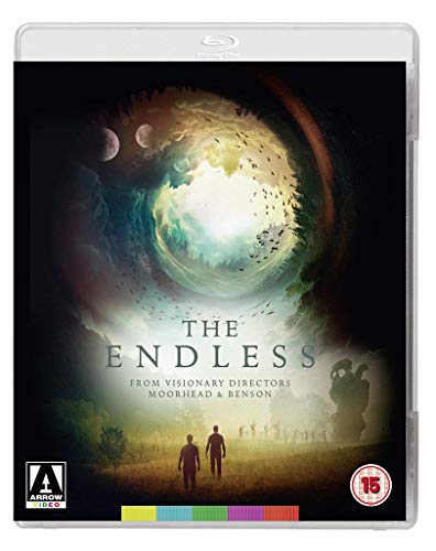 Blu-ray cover for "The Endless" featuring a swirling cosmic landscape and two figures.