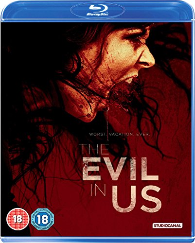 Blu-ray cover for "The Evil In Us" featuring a distressed woman’s face.