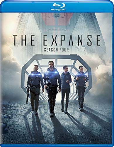 The Expanse" Season Four Blu-ray cover with four figures in a futuristic setting.