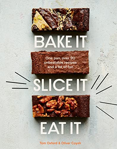Cookbook cover featuring stacked brownie slices and bold text.