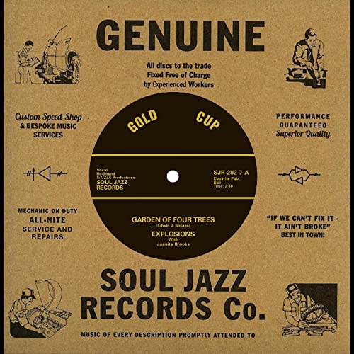 Gold vinyl record label for "Garden of Four Trees" by The Explosions.