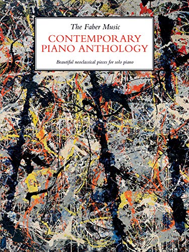 Piano music anthology cover with abstract black, white, and colorful splatters.