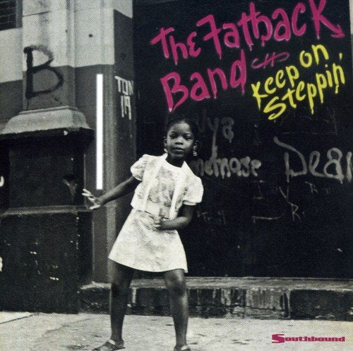 "Album cover with a black-and-white photo of a young girl on a city street."