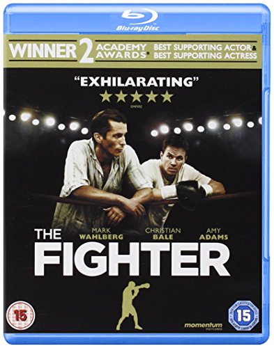 Blu-ray cover for "The Fighter" featuring Mark Wahlberg and Christian Bale.