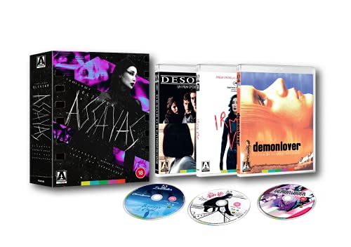 Blu-ray box set of films by Olivier Assayas, with film covers and discs.