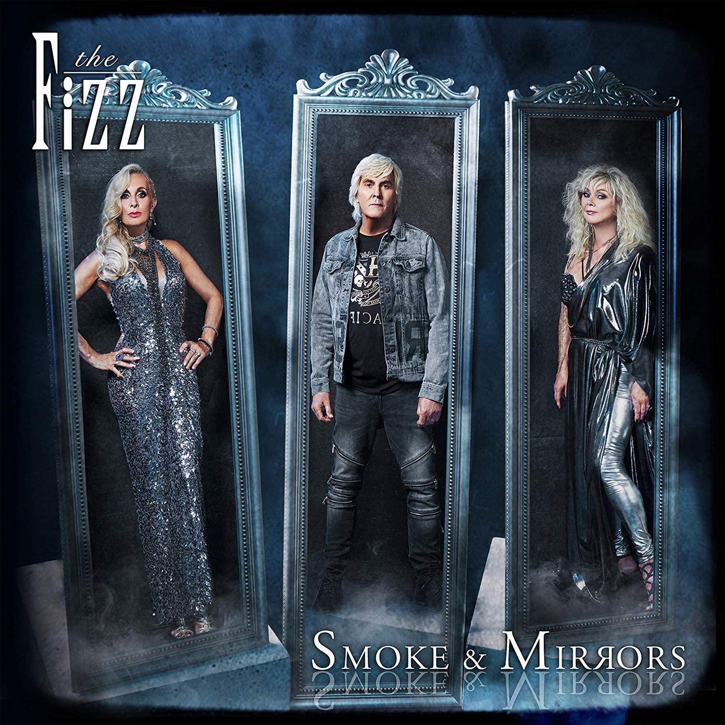 Album cover featuring three people in ornate mirrors with "the Fizz" and "Smoke & Mirrors" text.