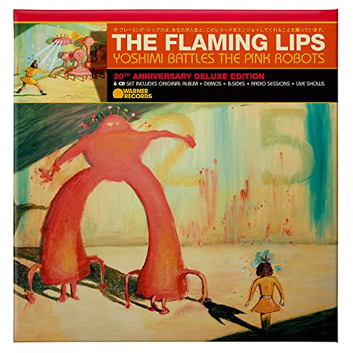 CD cover for The Flaming Lips’ “Yoshimi Battles the Pink Robot,” surreal art.