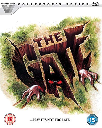 Blu-ray cover art for The Gate featuring a deep hole with glowing red eyes.