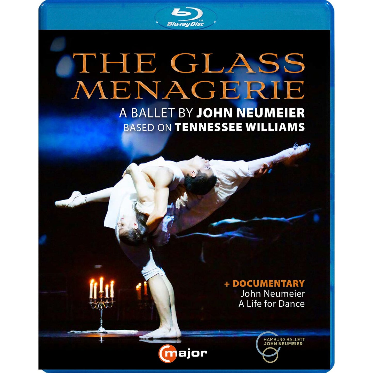 Blu-ray cover for "The Glass Menagerie" ballet, featuring dancers in silhouette.
