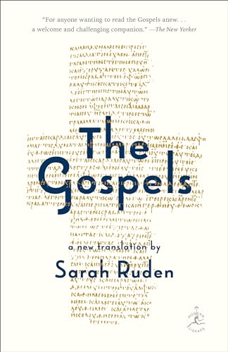 Book cover for “The Gospels” with text arranged in a collage style.