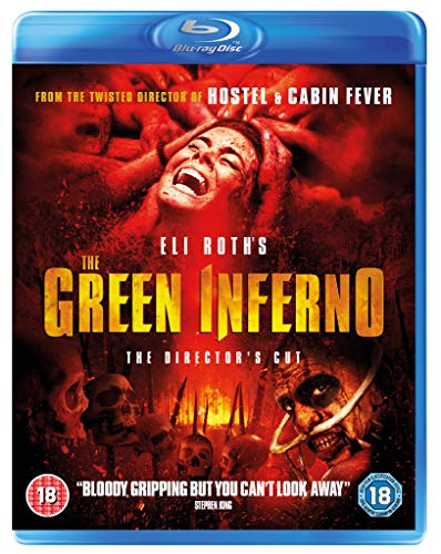 Blu-ray cover for horror film "The Green Inferno" with a distressed image.
