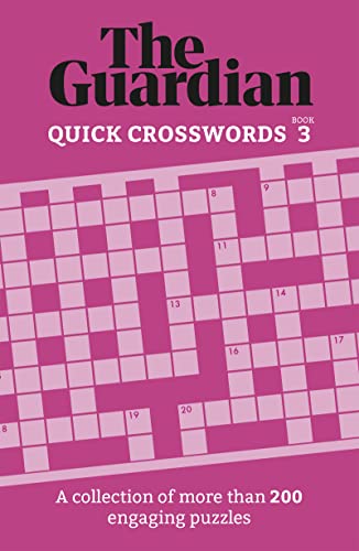Purple crossword puzzle book cover with "The Guardian Quick Crosswords 3" title.