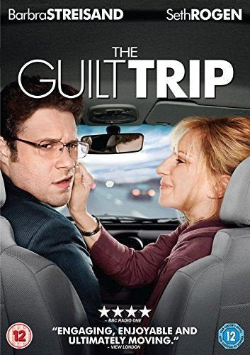 DVD cover for "The Guilt Trip" featuring Barbra Streisand and Seth Rogen.