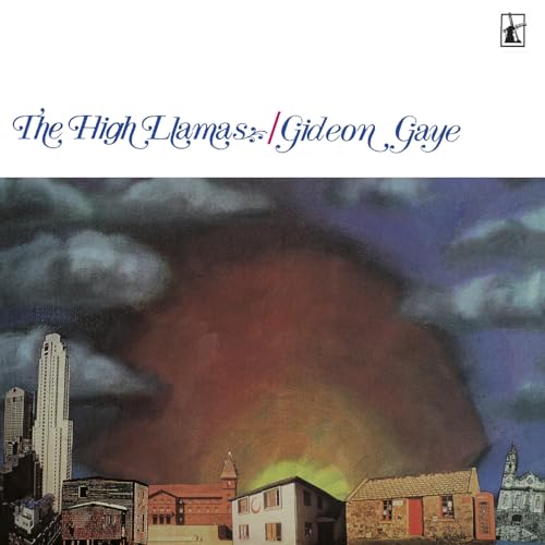 Album cover showing a city skyline and houses under a dark, cloudy, sunset sky.