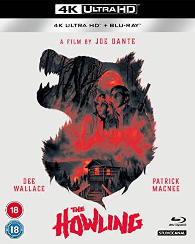 Blu-ray cover for horror film "The Howling" featuring a wolf and people.